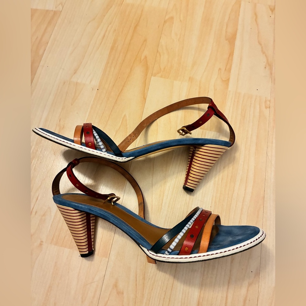 VINTAGE Fendi Multicolor Colorblock Strappy Sandals Heels IT 39.5 Fits US 9. - Picture 9 of 12